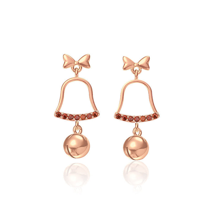 LOVCIA Charming Red CZ Bell Rose Gold Plated 925 Sterling Silver Drop Earrings for Women