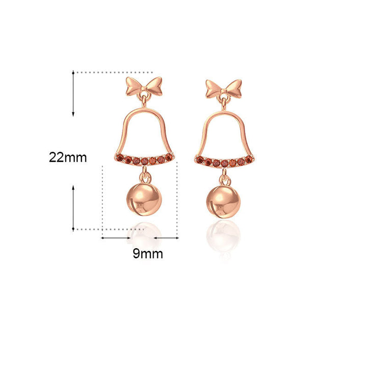 LOVCIA Charming Red CZ Bell Rose Gold Plated 925 Sterling Silver Drop Earrings for Women