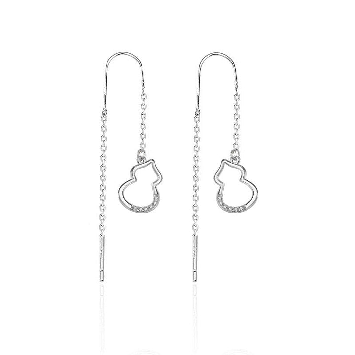 LOVCIA Sterling Silver Gourd Shaped Dangling Earrings for Women with Cubic Zirconia