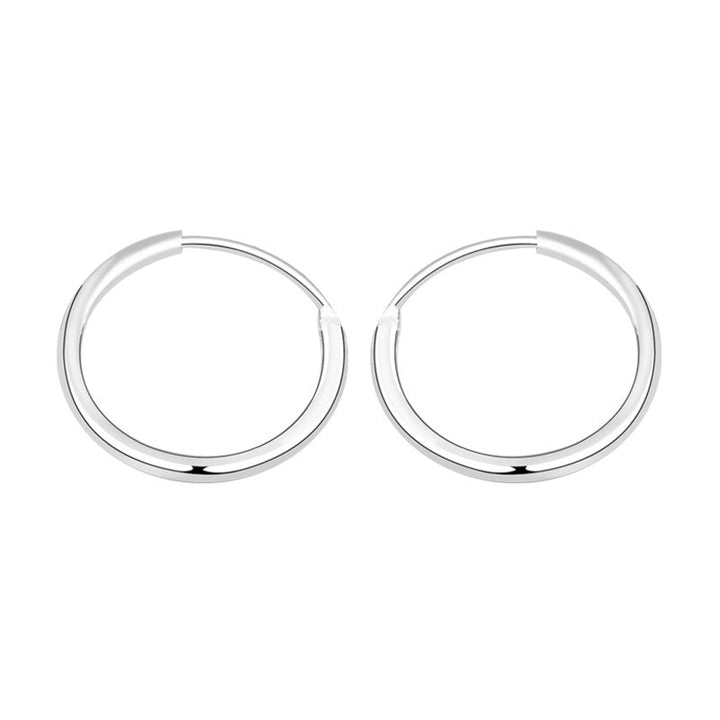 LOVCIA Sleek Mini Circle 925 Sterling Silver Rhodium-Plated Hoop Earrings for Women