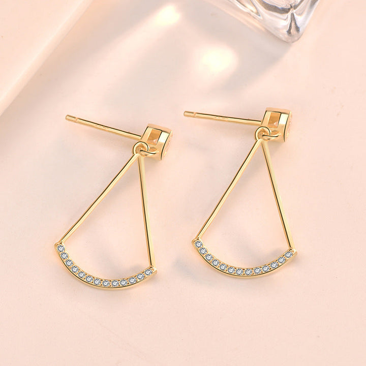 LOVCIA Elegant Triangle CZ Sterling Silver Drop Earrings for Women - 14K Gold/Rhodium Plated