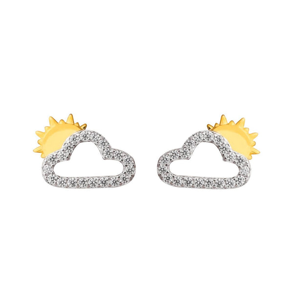 LOVCIA Sterling Silver Sun and Cloud Stud Earrings for Women with AAA Cubic Zirconia