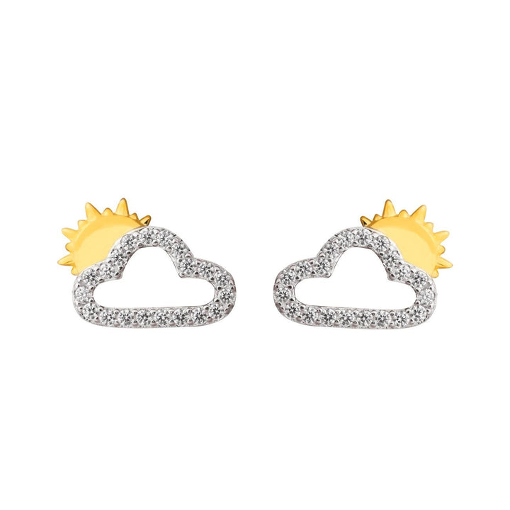 LOVCIA Sterling Silver Sun and Cloud Stud Earrings for Women with AAA Cubic Zirconia