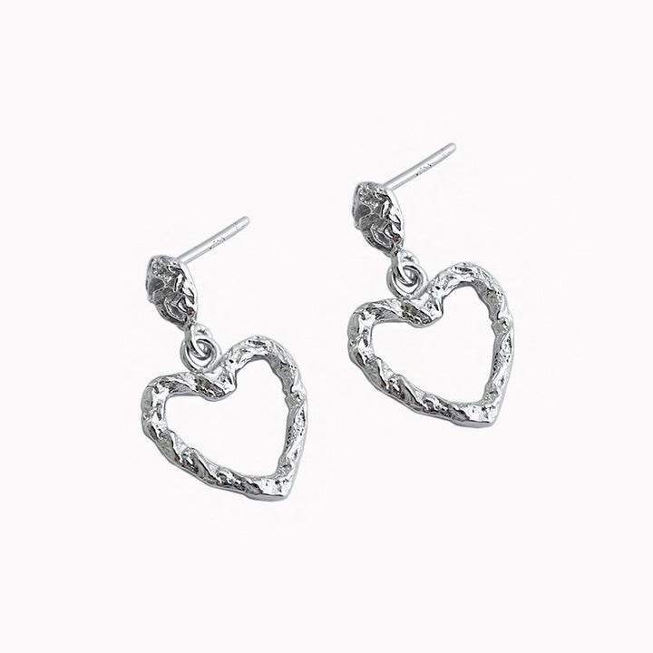 LOVCIA Irregular Heart Love Dangle Earrings for Women in 925 Sterling Silver with 18K Gold/Rhodium Plating