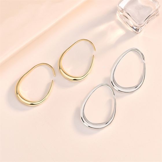 LOVCIA Sterling Silver 925 Irregular Geometric Circle Hoop Earrings for Women with 14K Gold/Rhodium Finish