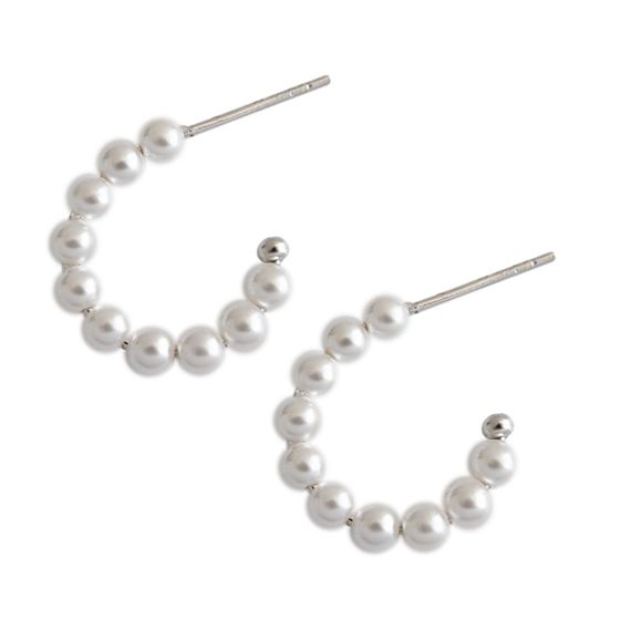 LOVCIA Sterling Silver 925 Hoop Earrings for Women with Shell Pearls