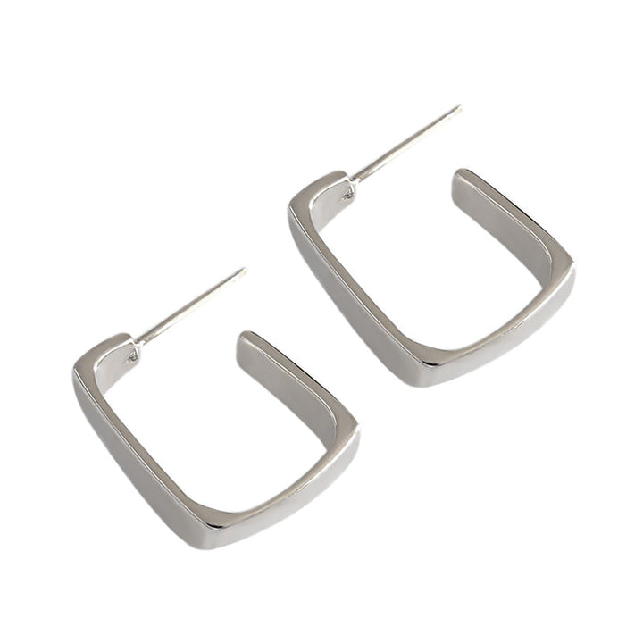 LOVCIA Elegant 925 Sterling Silver Rectangular Hoop Earrings for Women