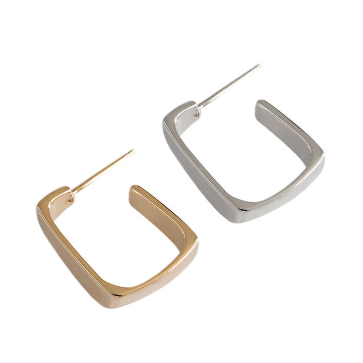 LOVCIA Elegant 925 Sterling Silver Rectangular Hoop Earrings for Women