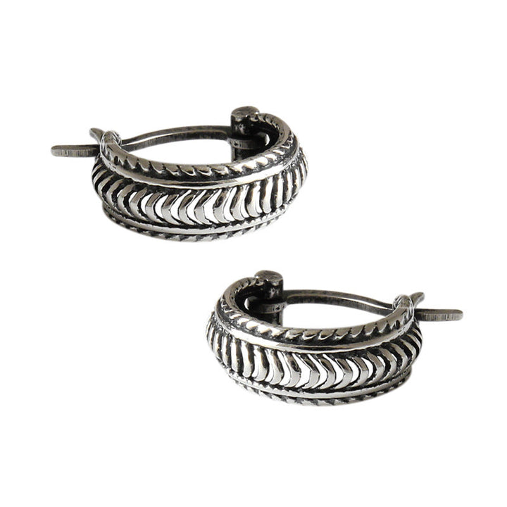 LOVCIA Twisted Retro 925 Sterling Silver Hoop Earrings for Women