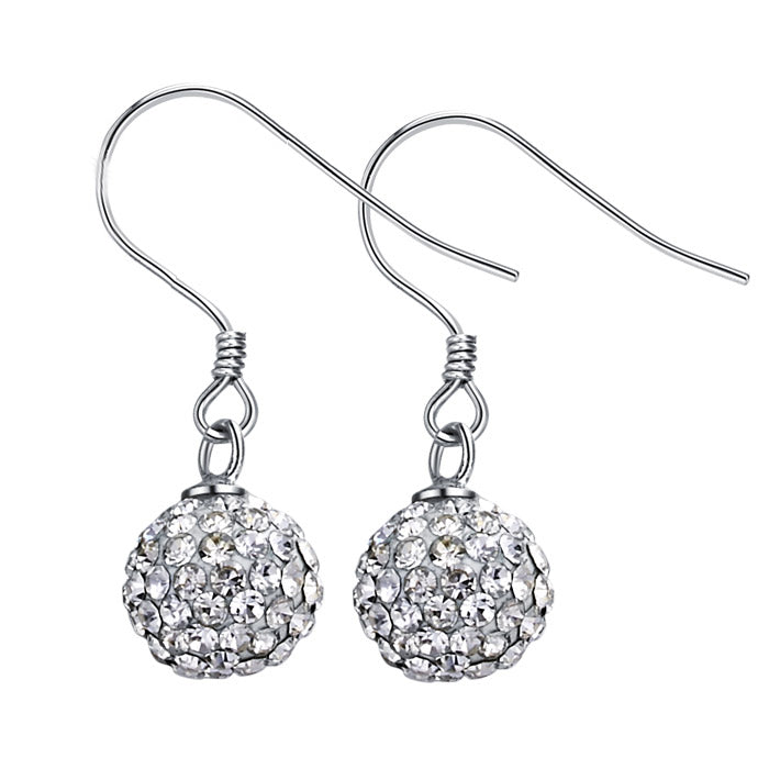 LOVCIA Sparkling White CZ Sterling Silver Drop Earrings – 925 Rhodium-Plated for Women