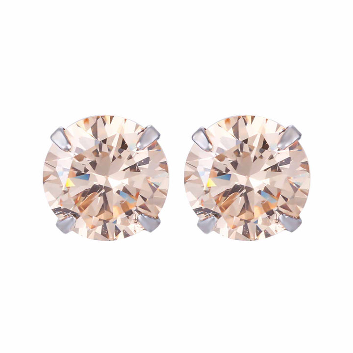 LOVCIA Elegant CZ White Round Studs Earrings for Women in 925 Sterling Silver