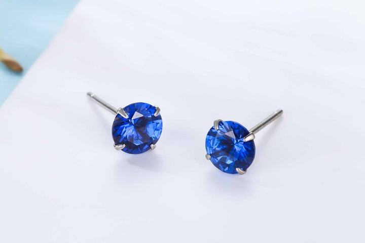 LOVCIA Elegant CZ White Round Studs Earrings for Women in 925 Sterling Silver