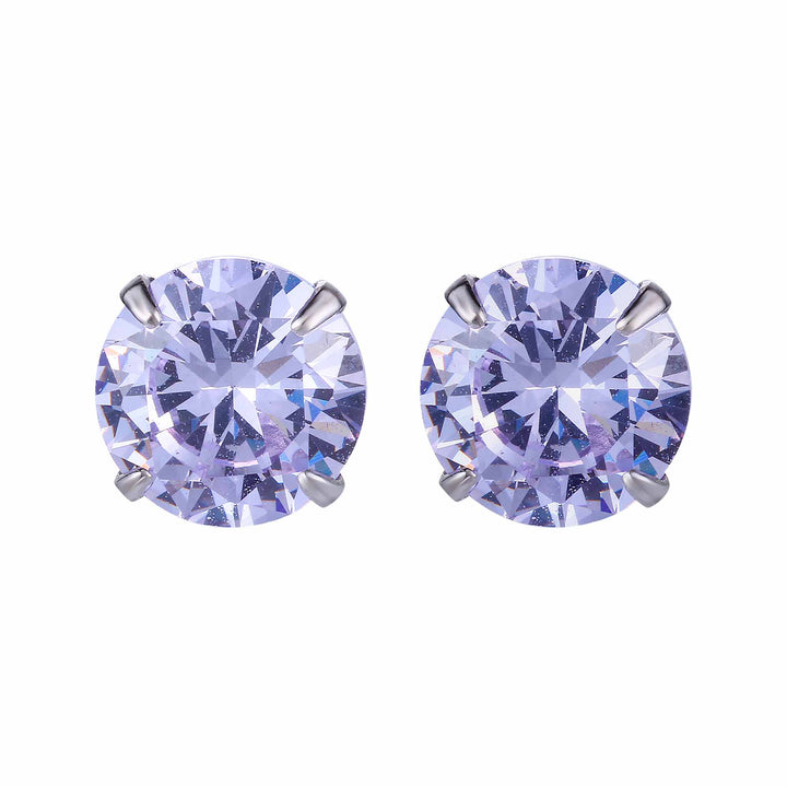 LOVCIA Elegant CZ White Round Studs Earrings for Women in 925 Sterling Silver