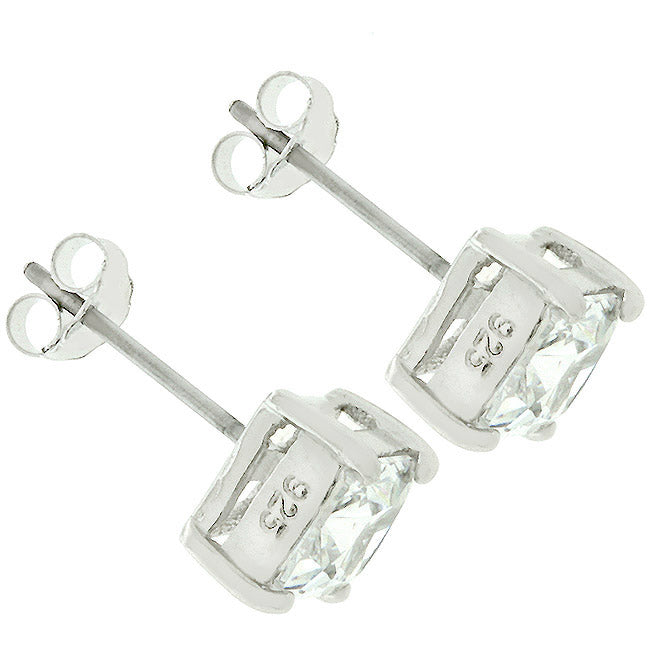 LOVCIA Elegant Princess Cut Cubic Zirconia Stud Earrings