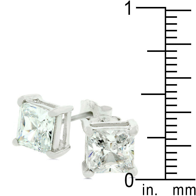 LOVCIA Elegant Princess Cut Cubic Zirconia Stud Earrings