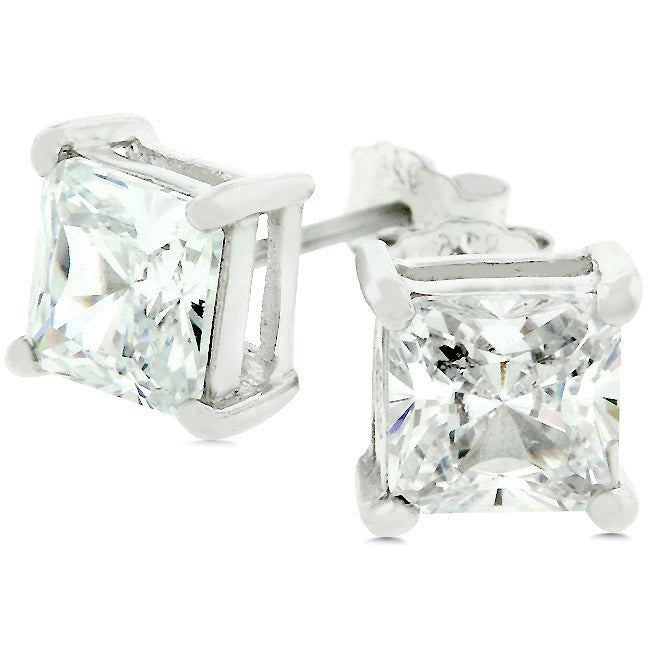 LOVCIA Elegant Princess Cut Cubic Zirconia Stud Earrings