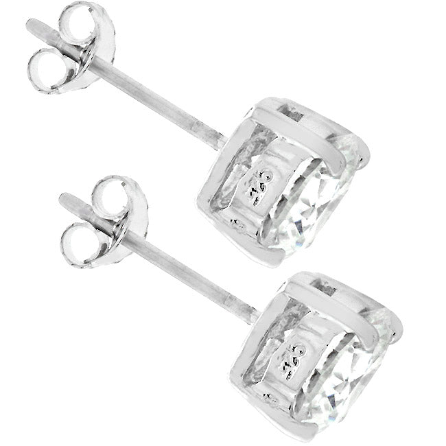 LOVCIA Elegant Rhodium-Plated Cubic Zirconia Stud Earrings