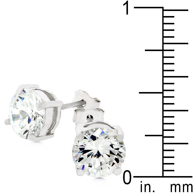 LOVCIA Elegant Rhodium-Plated Cubic Zirconia Stud Earrings