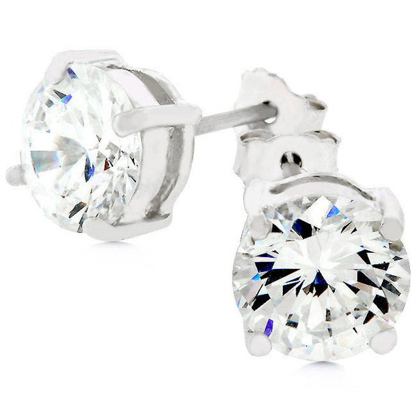 LOVCIA Elegant Rhodium-Plated Cubic Zirconia Stud Earrings