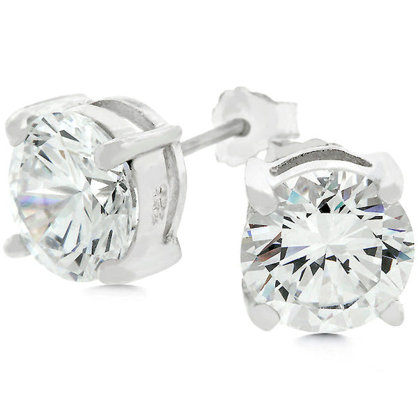 LOVCIA Classic Rhodium-Plated Round Stud Earrings