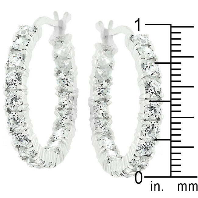 LOVCIA Timeless Rhodium-Plated Sterling Silver Hoop Earrings with Cubic Zirconia