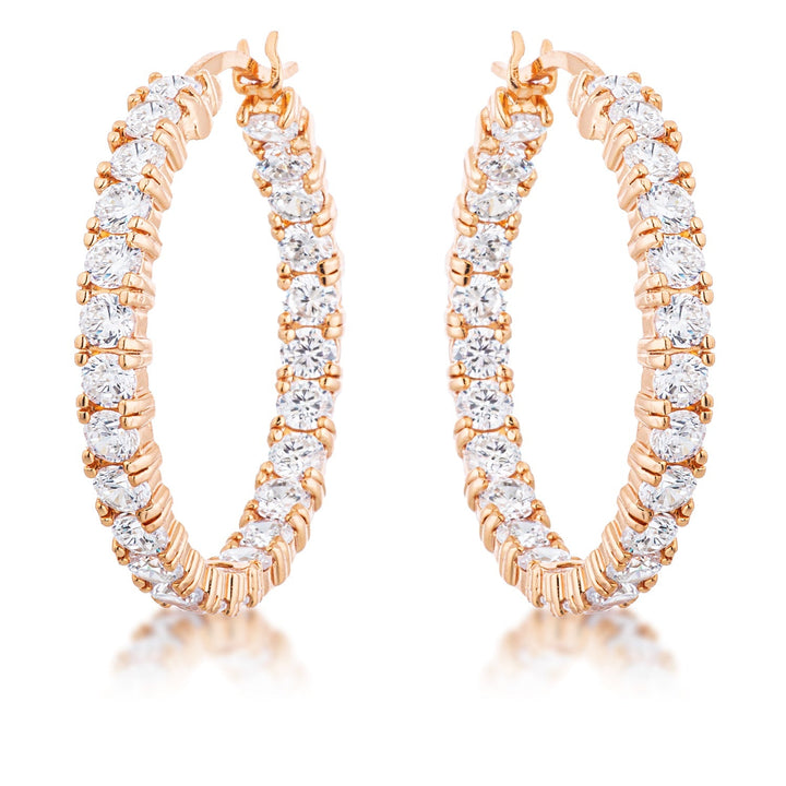 LOVCIA Eternal Sparkle Rose Gold CZ Hoop Earrings