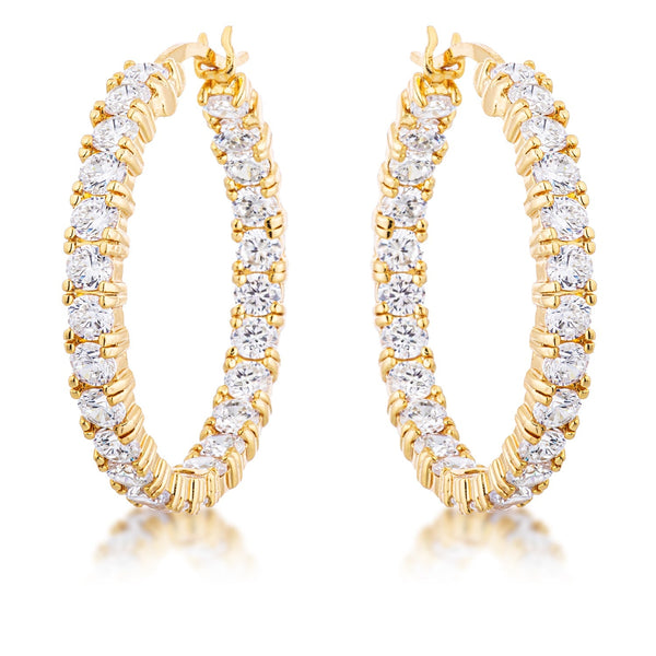 LOVCIA Timeless 18k Gold Plated Cubic Zirconia Hoop Earrings