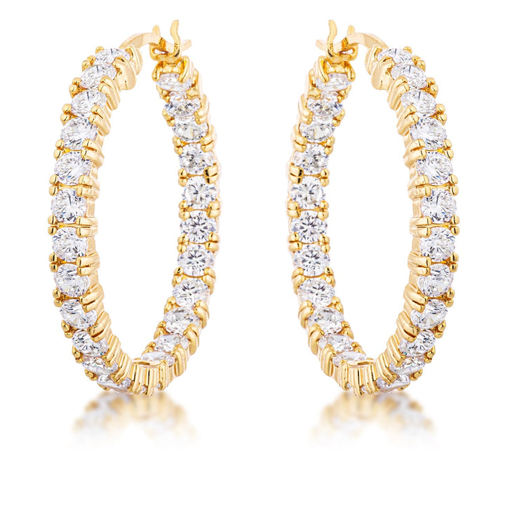 LOVCIA Timeless 18k Gold Plated Cubic Zirconia Hoop Earrings