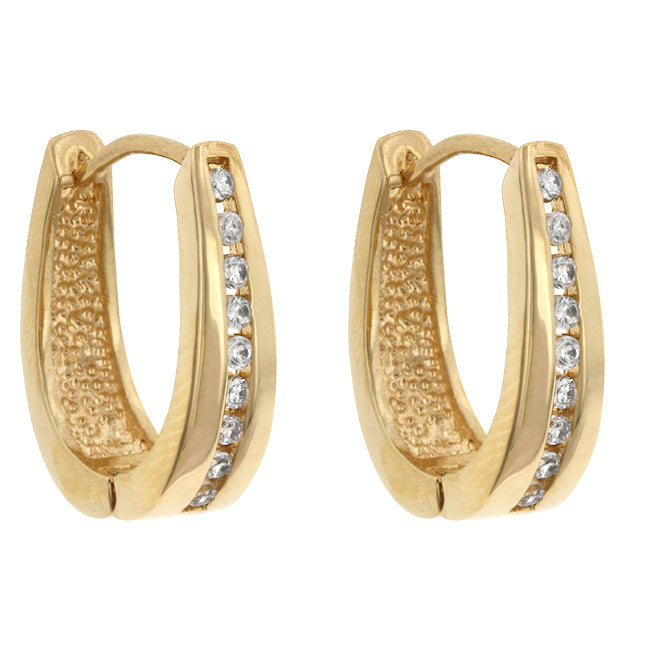 LOVCIA Stunning 18k Gold Plated Cubic Zirconia Huggie Hoop Earrings