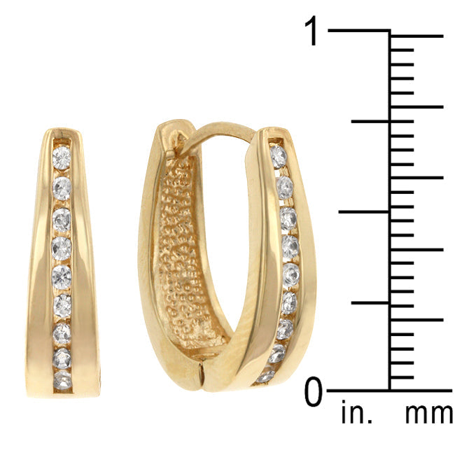 LOVCIA Stunning 18k Gold Plated Cubic Zirconia Huggie Hoop Earrings