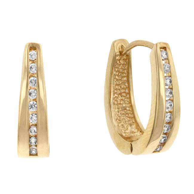 LOVCIA Stunning 18k Gold Plated Cubic Zirconia Huggie Hoop Earrings