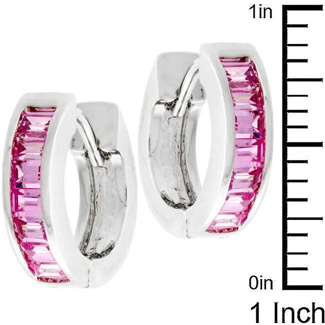 LOVCIA Elegant Pink Emerald Cut Zirconia Earrings