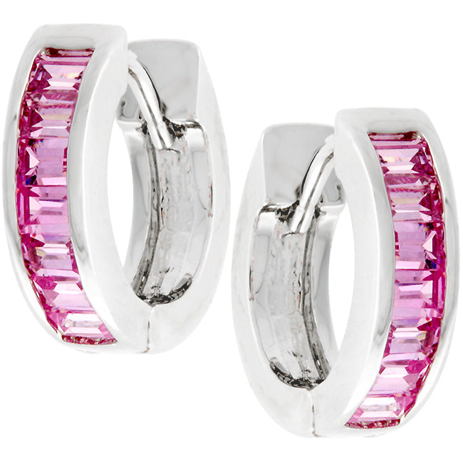 LOVCIA Elegant Pink Emerald Cut Zirconia Earrings