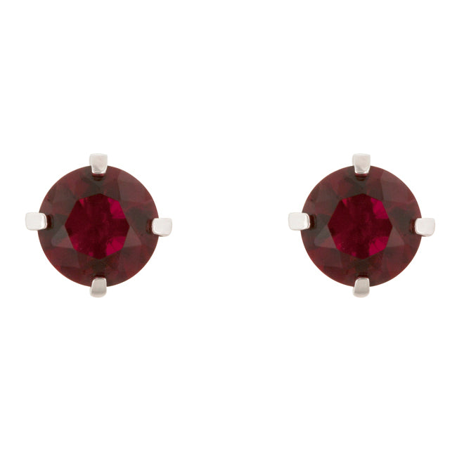 LOVCIA Elegant 6-Carat Ruby Red Cubic Zirconia Stud Earrings