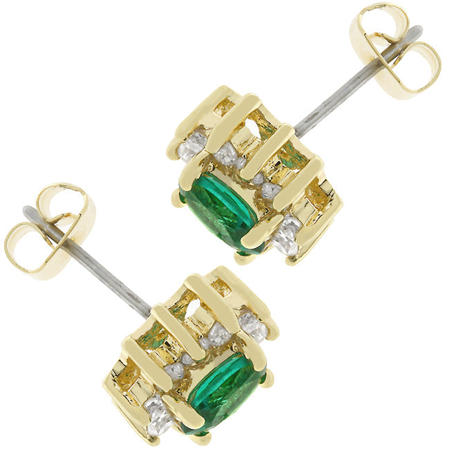 LOVCIA Golden Bloom Emerald Stud Earrings