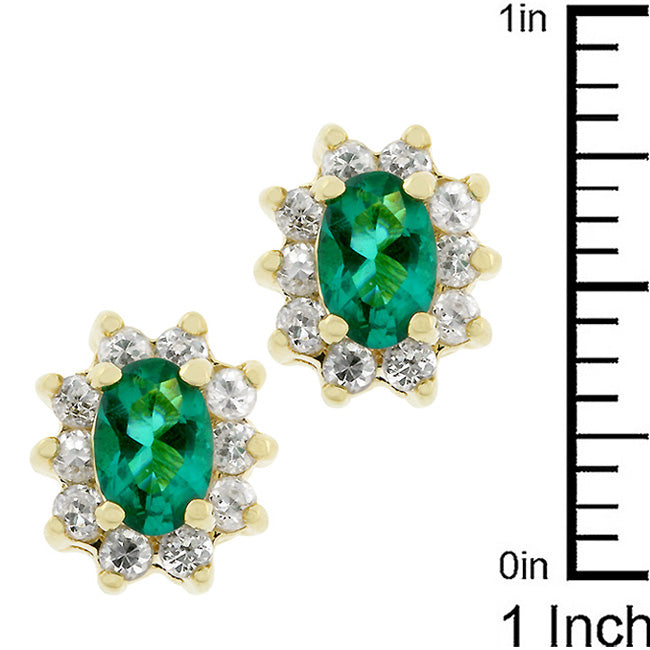 LOVCIA Golden Bloom Emerald Stud Earrings