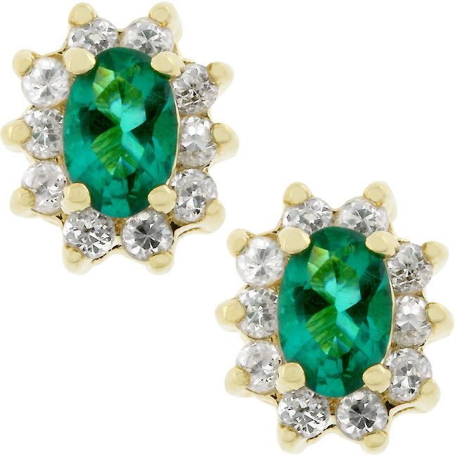 LOVCIA Golden Bloom Emerald Stud Earrings