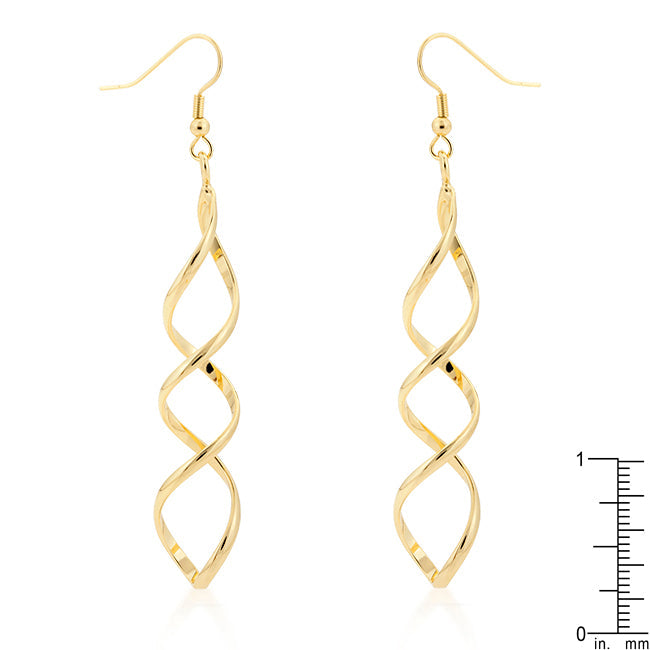 LOVCIA Elegant 18k Gold Plated Twist Drop Earrings