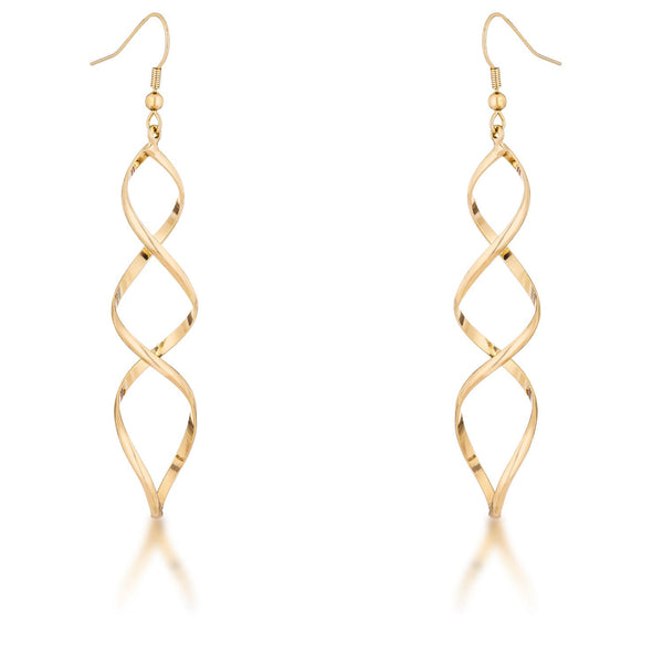 LOVCIA Elegant 18k Gold Plated Twist Drop Earrings