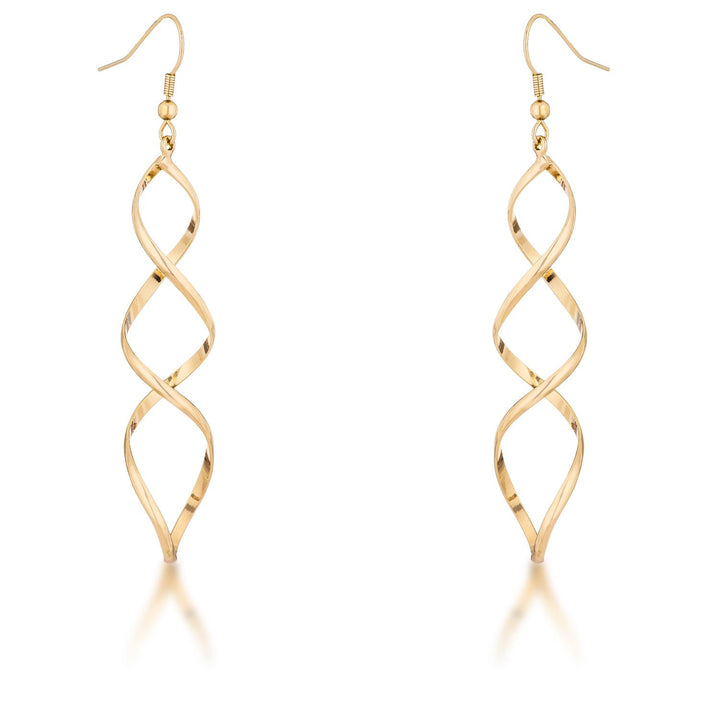 LOVCIA Elegant 18k Gold Plated Twist Drop Earrings