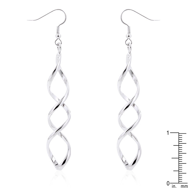 LOVCIA Elegant Twisted Silver Drop Earrings