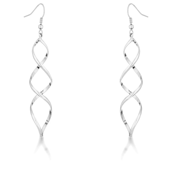 LOVCIA Elegant Twisted Silver Drop Earrings