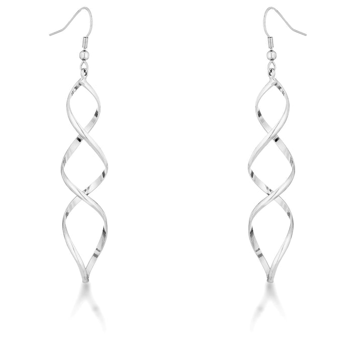 LOVCIA Elegant Twisted Silver Drop Earrings