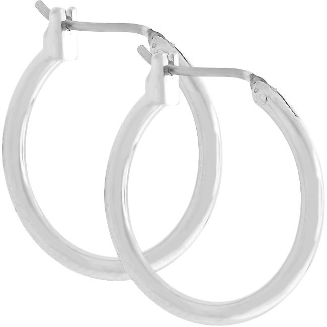 LOVCIA Elegant Silvertone Rhodium Hoop Earrings