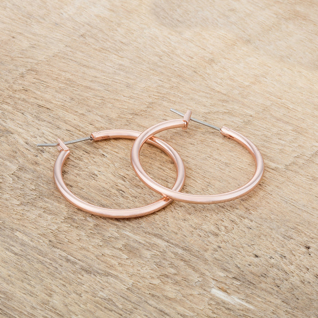 LOVCIA Elegant 30mm Rose Gold Hoops