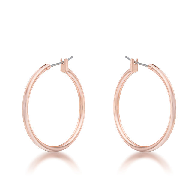 LOVCIA Elegant 30mm Rose Gold Hoops