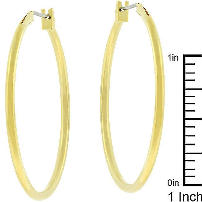 LOVCIA Golden Tone Large Hoop Earrings