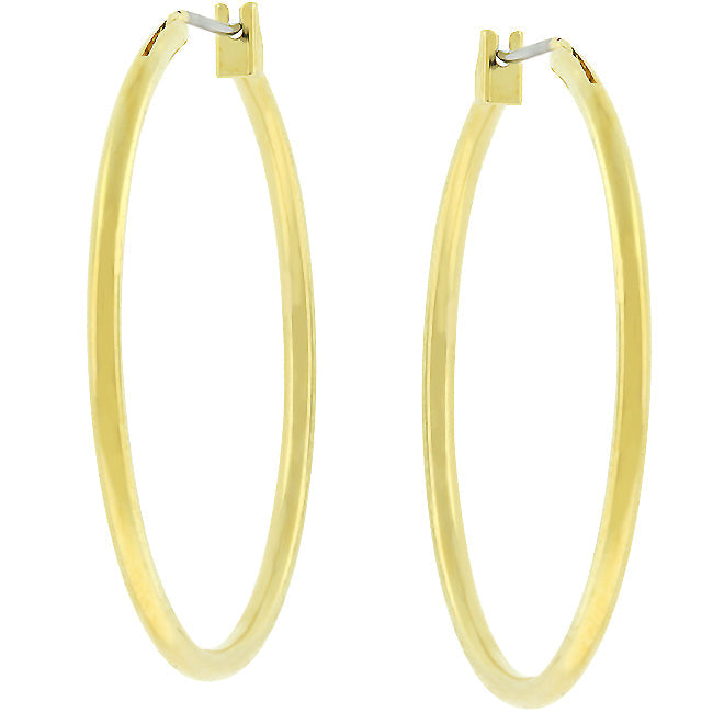 LOVCIA Golden Tone Large Hoop Earrings