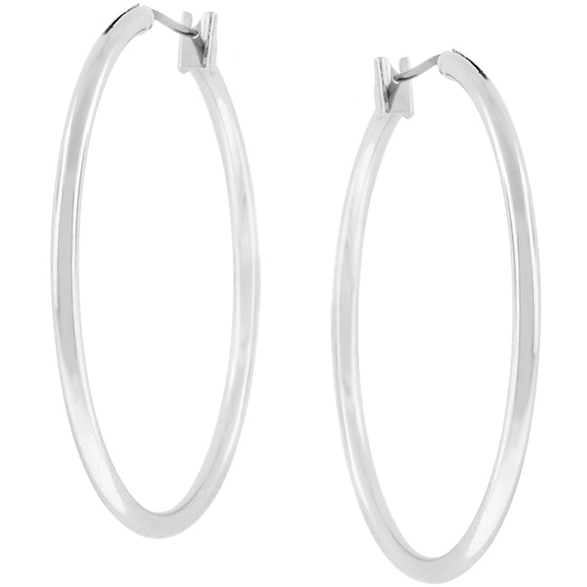 LOVCIA Elegant Mini Silver Tone Hoop Earrings