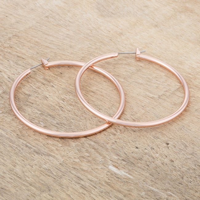 LOVCIA Elegant 45mm Rose Gold Hoop Earrings